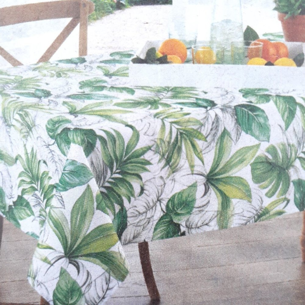Fabric Tablecloth Tropical Leaves 60x84 Green